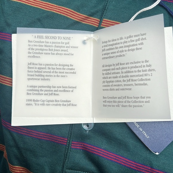 NWT Jeff Rose 100% cotton made in Italy Polo/Golf Shirt. Men’s size XL - Picture 3 of 5